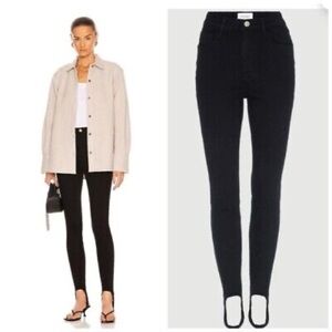 NWT Frame Ali High Rise Cigarette Jeans Stirrup Black Sz 30